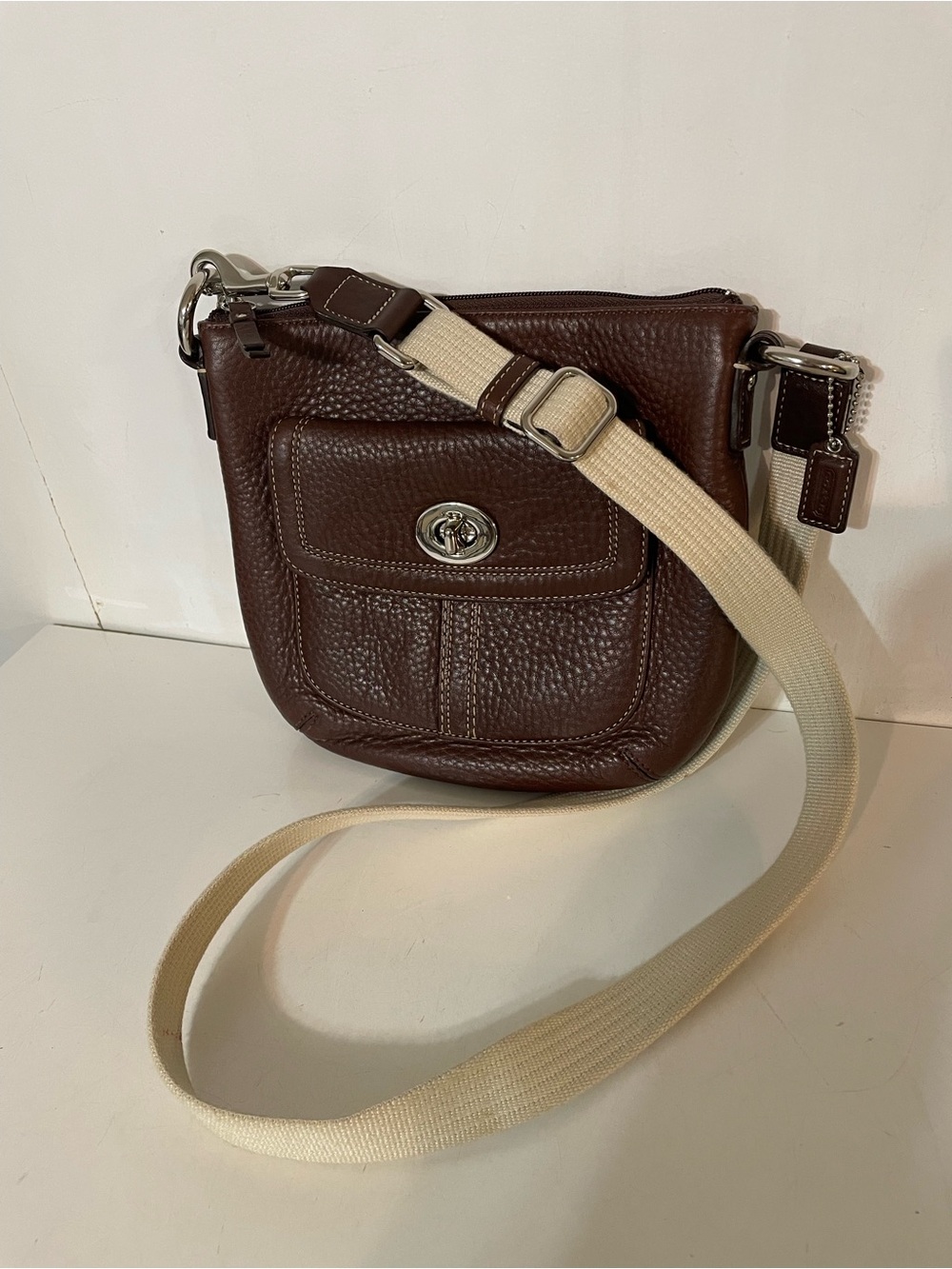 Coach Hamilton Pebbled Leather Crossbody in Brown